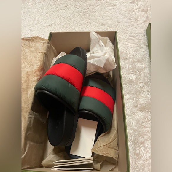 Gucci Padded Web Slide Sandals - Picture 14 of 16